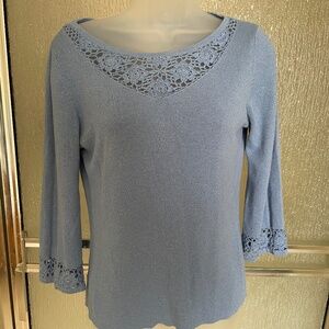 Vintage Sag Harbor Crochet Long Sleeve Top,size S